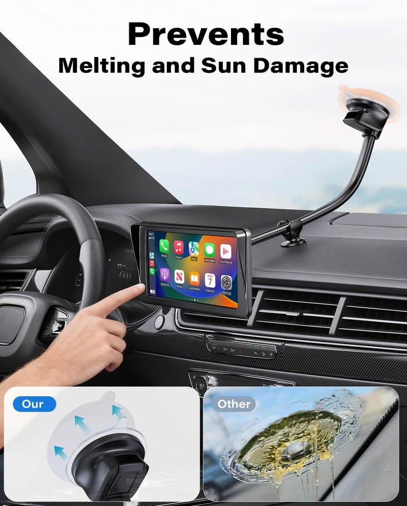 1Zero for Replacement CarPlay Mount, CarPlay Screen Mount with 14-lnch Long Arm, Flexible & Bendable Strong Suction Cup, Compatible with 7-11 Inch Car Monitor, Windshield Truck Bracket Holder - Image 5
